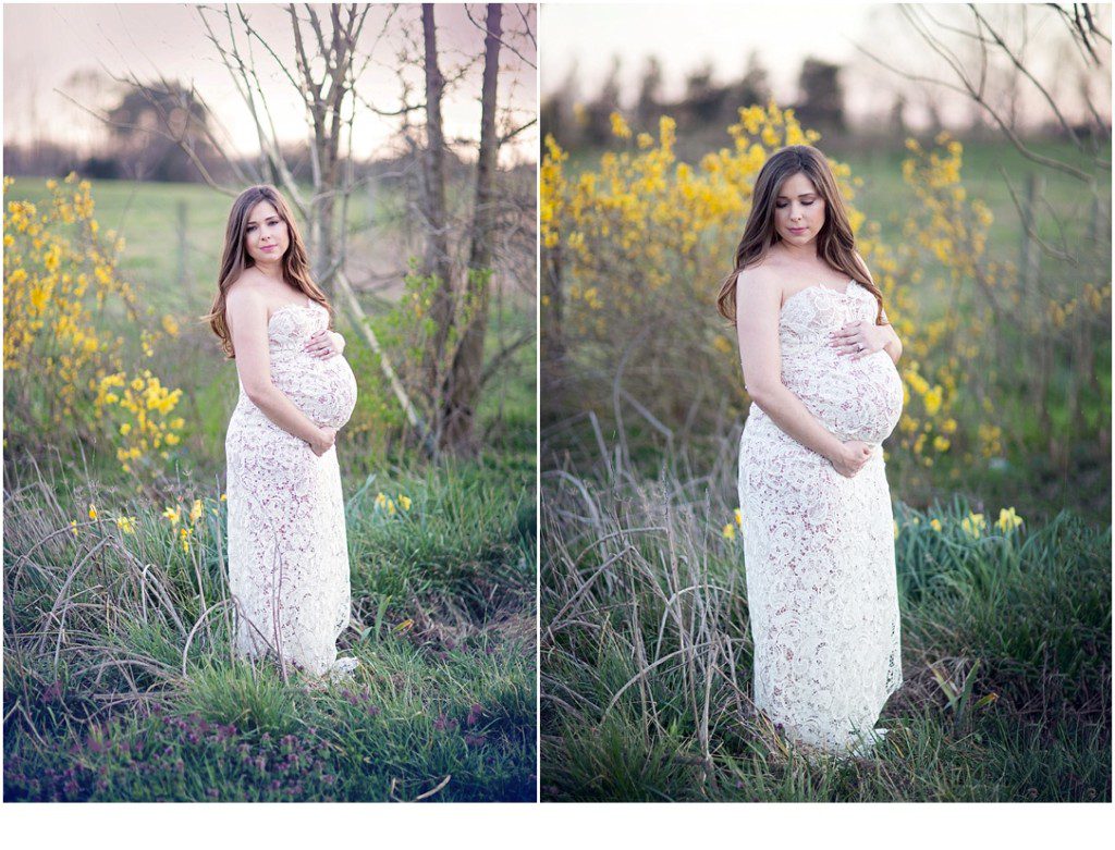 Maternity pictures with yellow flowers